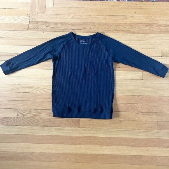 STORQ Black Ribbed Scoop Neck Pima Modal Neutral Maternity Tee Size 2 Small - Picture 1 of 6